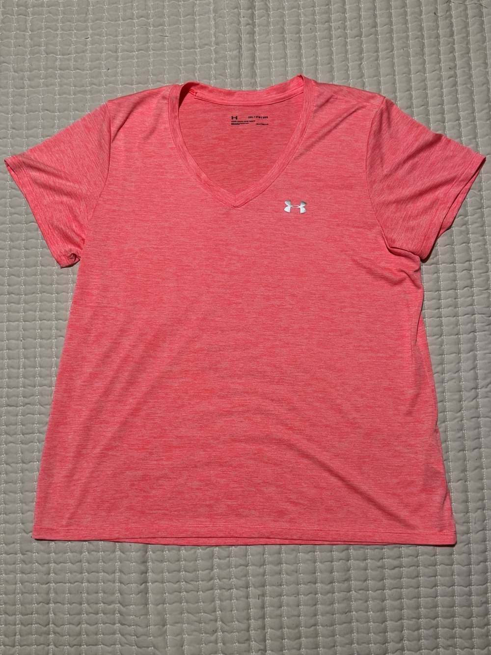 Under Armour Women's Heathered Coral V-Neck Performance Tee